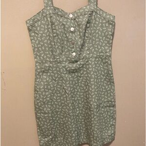 Sage green with white flowers dress
